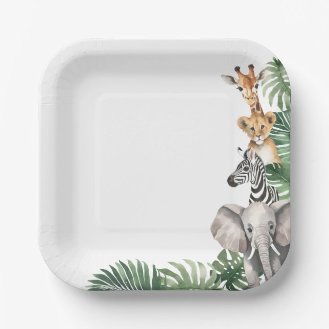 Plato De Papel Safari Baby Shower (Anverso)