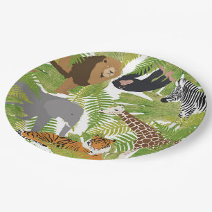 Plato De Papel Safari Boy, animales de la jungla   CHICA