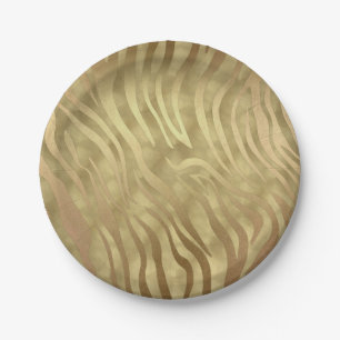 Plato De Papel Safari Glam Selva Cebra Lujosa Lujo Oro