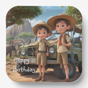 Plato De Papel Safari infantil
