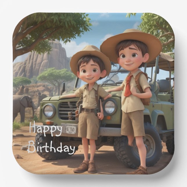 Plato De Papel Safari infantil (Anverso)