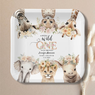 Plato De Papel Safari Jungle Animales Chica Baby Shower Plate de