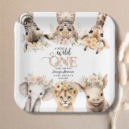 Plato De Papel Safari Jungle Animales Chica Baby Shower Plate de