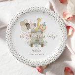 Plato De Papel Safari Jungle Animals Boho Baby Shower<br><div class="desc">Un camión Safari con los pequeños animales salvajes más bonitos y globos festivos es el lugar ideal para su tema de safari con la ducha de bebé boho. Por favor,  revisa nuestro juego de invitación a la ducha para bebés,  y más en esta página.</div>