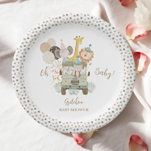Plato De Papel Safari Jungle Animals Boho Baby Shower