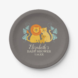 Plato De Papel Safari Jungle Lion Baby Shower