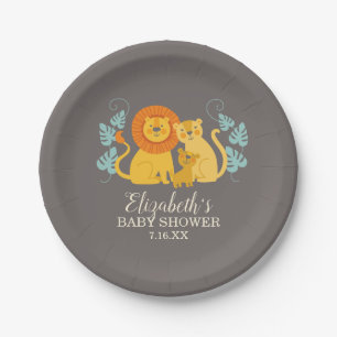 Plato De Papel Safari Jungle Lion Baby Shower
