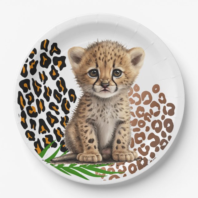Plato De Papel Safari Leopard Birthday Wild One dos Fiestas salva (Anverso)