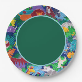 Plato De Papel Safari llama a todos los animales Fiestas colorido