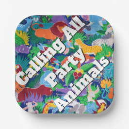 Plato De Papel Safari llama a todos los animales Fiestas colorido
