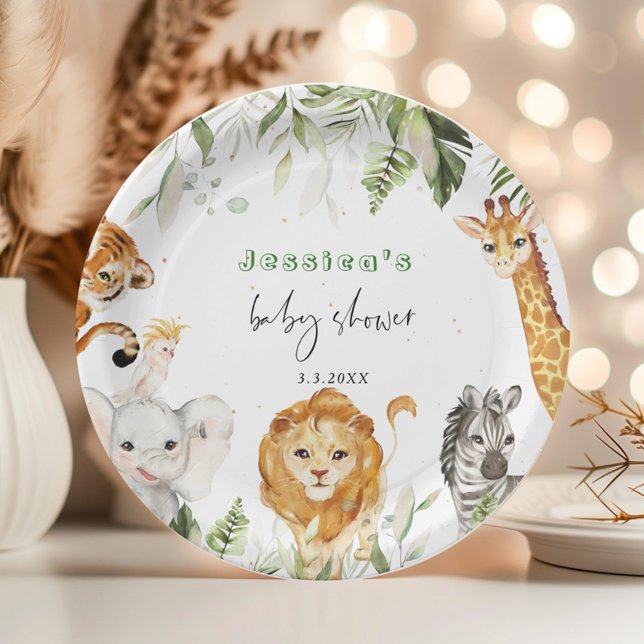 Plato De Papel Safari neutra de género animales bebé toallas para (Subido por el creador)