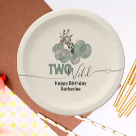 Plato De Papel Safari Too Wild Giraffe Animal Birthday