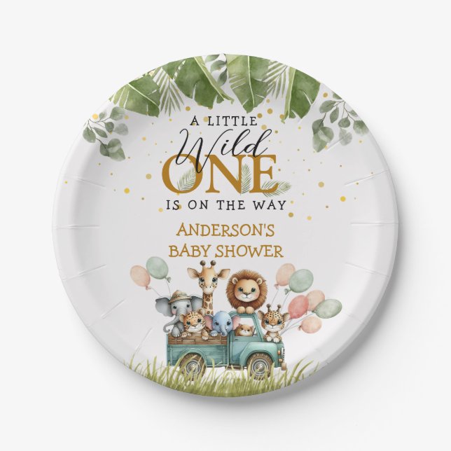 Plato De Papel Safari Wild One Baby Shower (Anverso)