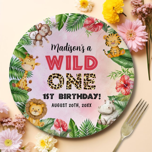 Plato De Papel Safari Wild One First Birthday (Subido por el creador)