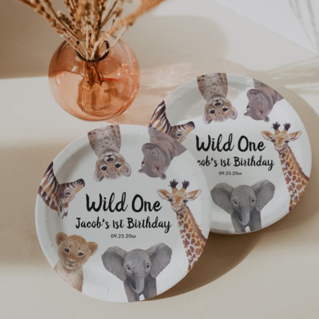 Plato De Papel Safari Wild One First Birthday Boy (Subido por el creador)