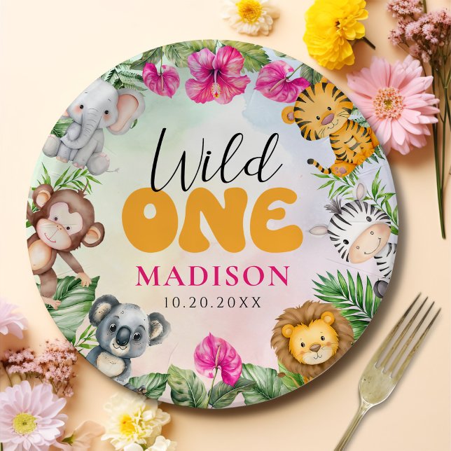 Plato De Papel Safari Wild One First Chica Birthday (Subido por el creador)