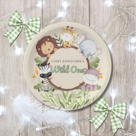 Plato De Papel Safari Wild One Watercolor 1st Birthday