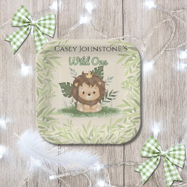 Plato De Papel Safari Wild One Watercolor 1st Birthday