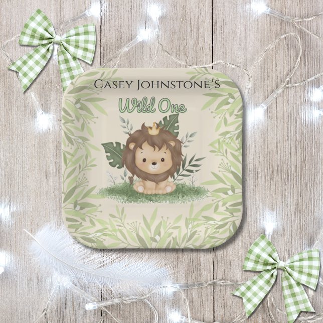 Plato De Papel Safari Wild One Watercolor 1st Birthday (Subido por el creador)