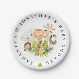 Plato De Papel Safari Wild Zoo Baby Animals Baby Shower