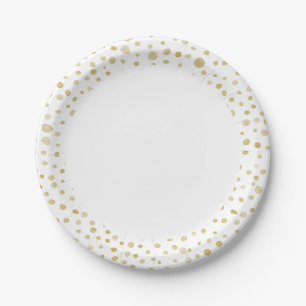 Plato De Papel Saffron Confetti Watercolor Dots Placa de papel