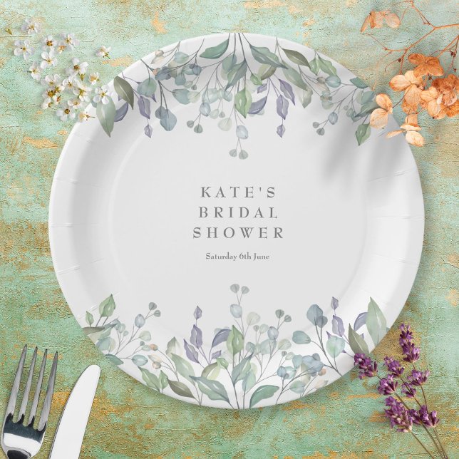 Plato De Papel Sage and Lilac Floral Bridal Shower (Subido por el creador)