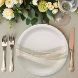 Plato De Papel Sage Green and Ivory