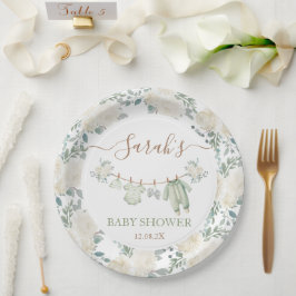 Plato De Papel Sage Green Baby Clothes Baby Shower