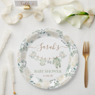 Plato De Papel Sage Green Baby Clothes Baby Shower