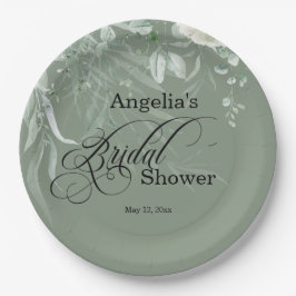 Plato De Papel Sage Green Bridal Shower