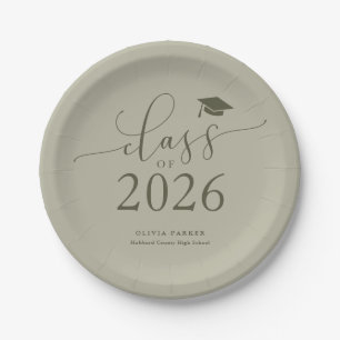 Plato De Papel Sage Green Class of 2025 Graduation Party