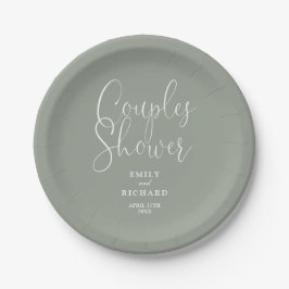 Plato De Papel Sage Green Elegant Couples Bridal Weddal Shower