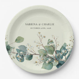 Plato De Papel Sage Green Eucalyptus Elegant Boho
