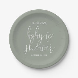 Plato De Papel Sage Green Gender Neutral Baby Shower