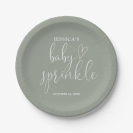 Plato De Papel Sage Green Gender Neutral Baby Sprinkle Shower