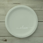 Plato De Papel Sage Green Minimalista Moderno Monograma elegante<br><div class="desc">Presentamos nuestra elegante colección de monogramas Minimalistas y ecológicos: eleve su estética con serenidad sofisticada y elegancia intemporal. Nuestra colección muestra diseños minimalistas en un ambiente tranquilo y verde, complementado con refinados monogramas adaptados a su estilo personal. Desde papel pulido hasta accesorios versátiles, cada pieza de nuestra colección está meticulosamente...</div>