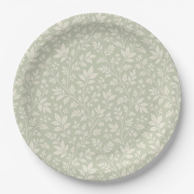 Plato De Papel Sage Green Paper Plates (Anverso)