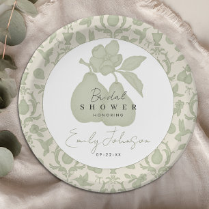Plato De Papel Sage Green Perfect Pear Bridal Shower Plantas