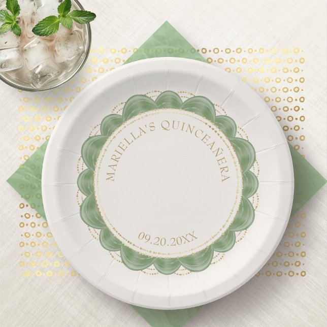 Plato De Papel Sage Green Quinceanera (Subido por el creador)