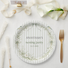 Plato De Papel Sage Green Toile De Juoy Nesting Party 