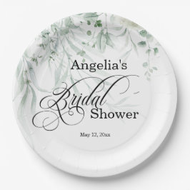 Plato De Papel Sage Greenery Bridal Shower
