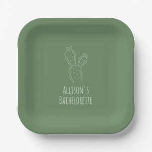 Plato De Papel Sage Predy Pear Cactus Placas de papel de soltera