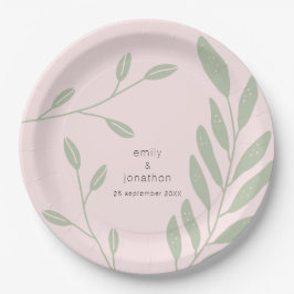 Plato De Papel Sage Sage Green Leasing Names Date Boda Rosa