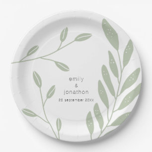 Plato De Papel Sage Sage Green Leaves Names Date Boda