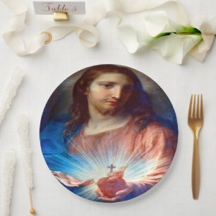 Plato De Papel Sagrado Corazón de Jesús
