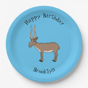 Plato De Papel Saiga antelope personalizado ilustracion