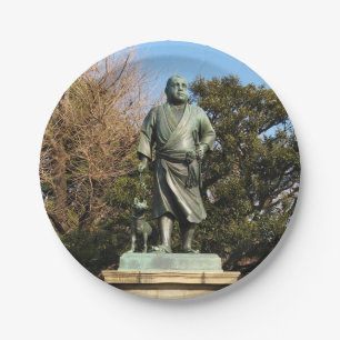 Plato De Papel Saigo Takamori (El último Samurai) y estatua de pe