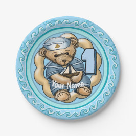 Plato De Papel Sailor Bear 1 año placas de papel de cumpleaños