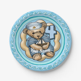 Plato De Papel Sailor Bear 4 años placas de papel de cumpleaños