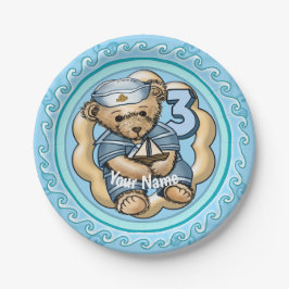 Plato De Papel Sailor Bear placas de papel de cumpleaños de 3 año